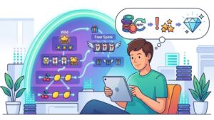 Схематичное изображение волатильности слотов и графика выплат для планирования времени вывода средств Blog In Digital